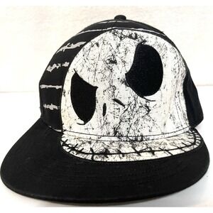 The Nightmare Before Christmas Hat Tim Burton Disney Black White Snapback